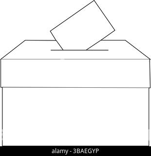 Einfache Linienzeichnung der Wahlurne mit Abstimmungspapier – Wahlsymbol Stock Vektor