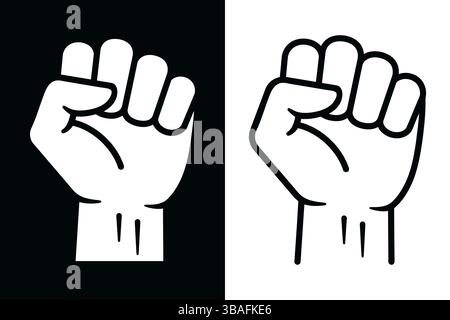 Faust männliche Hand. Protestsymbol. Power-Zeichen. Fist-Logo. Angehobene Faust. Revolution Faust. Kampf-Symbol. Menschliche Hand. Logo mit Hand. Logo-Vorlage. Freiheit Stock Vektor
