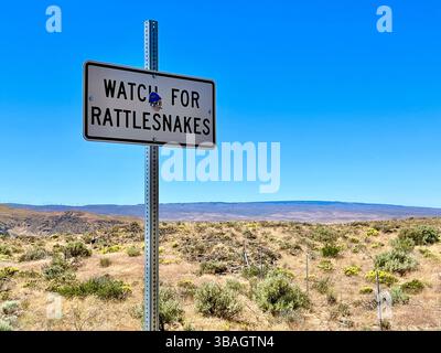 Halten Sie Ausschau nach Klapperschlangen-Schild, USA Stockfoto