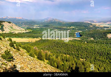 Blick auf den Snake River vom Signal Mountain im Grand Teton National Park, Wyoming, USA Stockfoto