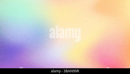 Farbrauschen Kornhintergrund mit Farbverlauf und glatter Pastellmischung. Mehrfarbige abstrakte Textur mit körnigem Filmeffekt, klassischer Weichheit, dezenten Punkten und Rauschen, digitaler Vaporwelle mit Regenbogentönen Stock Vektor