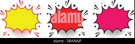 Sammlung leerer Sprechblasen im Retro-Comic-Stil mit schwarzen Halbtonschatten. Pop-Art-Vektorelemente, perfekt für Dialoge, Text-Highlights und Spaß Stock Vektor