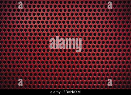 Rotes Metallgitter, Details, Nahaufnahme. Stockfoto