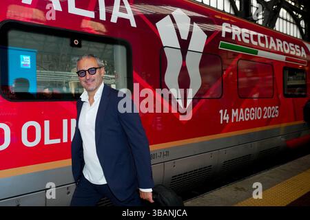 Roma, Italien. Mai 2025. Gianluca Zambrotta während der Zugfahrt am Tag vor dem Finale des italienischen Pokals zwischen Mailand und Bologna im Olympiastadion in Rom, Italien. Dienstag, 13. Mai 2025. Sport Soccer (Foto: Spada/LaPresse) Credit: LaPresse/Alamy Live News Stockfoto