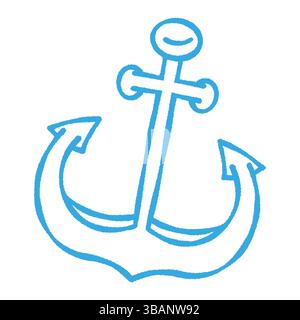 Anker des Schiffs zum Festmachen. Symbol für Tourismus und Erholung auf Meer, Meer und Wasser. Vektorlinien-Symbol im Doodle-Stil mit bearbeitbarer Kontur, pe Stock Vektor
