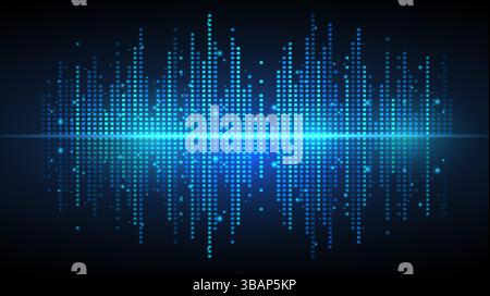 Abstrakte Musik Neonhintergrund. Digitaler Equalizer, Audiomuster, Tonfrequenz. Stock Vektor