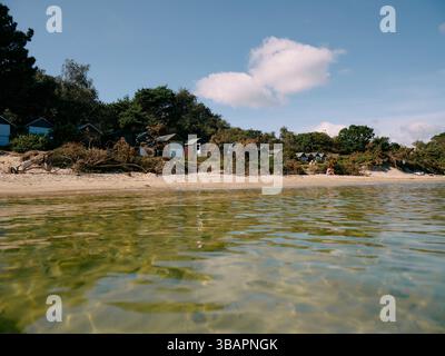 Studland Bay Beach und Uferpromenade an einem Sommertag an der Jurassic Coast Dorset England UK Stockfoto