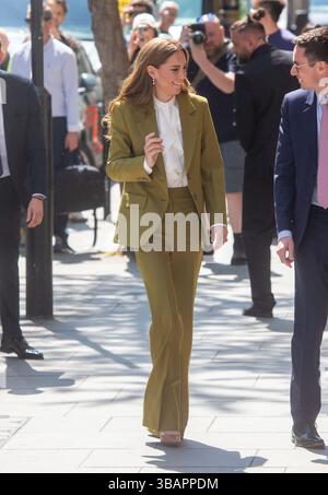 London, England, Großbritannien. Mai 2025. CATHERINE, Prinzessin von Wales, kommt zur British Design-Veranstaltung des British Fashion Council im Zentrum von London, um den Queen Elizabeth II Award zu verleihen. (Kreditbild: © Tayfun Salci/ZUMA Press Wire) NUR REDAKTIONELLE VERWENDUNG! Nicht für kommerzielle ZWECKE! Quelle: ZUMA Press, Inc./Alamy Live News Stockfoto