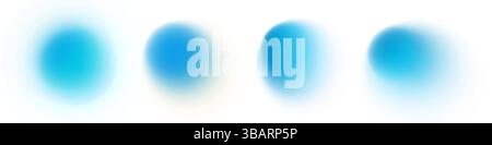 Abstrakte Verlaufsformen mit sanfter Unschärfe und fließender Textur. Blautöne. Holografischer Y2K-Stil mit kreisförmigen und organischen Klumpen. Minimales modernes Bannerdesign. Futuristisch und lebendig. Stock Vektor