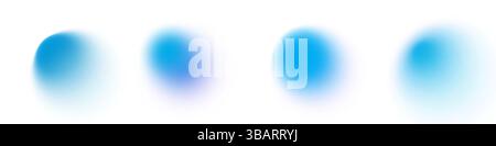 Abstrakte Verlaufsformen mit weichen Unschärfen und fließenden Bewegungen. Leuchtende Blautöne. Holographisch irisierender Y2K-Stil mit organischen Blobs und Wellenmustern. Modernes futuristisches Bannerdesign. Stock Vektor