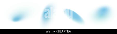 Lebendiges Farbverlauf mit sanften blauen Pastelltönen. Abstrakte 3D-Formen, fließende Wellen und organische moderne Y2K-Elemente. Minimalistischer geometrischer Konturen. Stock Vektor