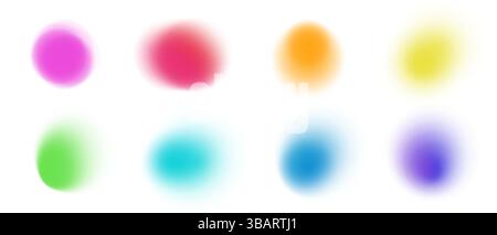 Abstrakter Hintergrund mit lebhaften Farben Blau, Grün, Rosa, Gelb und Rot. Weiche Unschärfe Neonleuchten flüssige Formen. Schillernder Brutalismus mit organischen modernen und digitalen Elementen. Stock Vektor