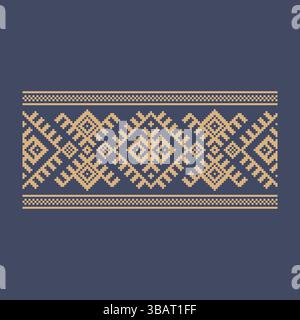 Ukrainisches Randmuster-Element. Schablone für Blockdruck oder Tätowierung. Einrichtung mit geometrischem Blumenmuster. Stock Vektor