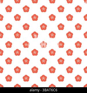 Rote Blumen Auf Weißem Muster Stock Vektor