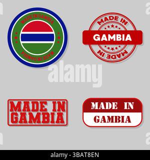 Satz von vier Marken mit Flagge aus Gambia Stock Vektor