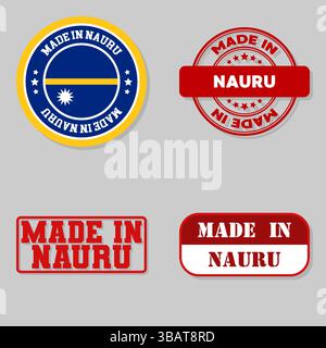 Set mit vier Briefmarken mit Flagge aus Nauru Stock Vektor