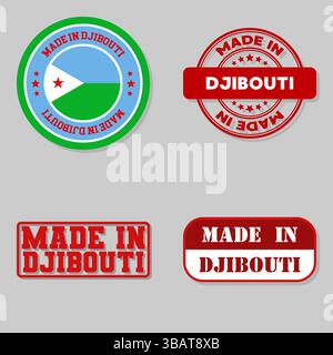 Satz von vier Briefmarken mit Flagge aus Dschibuti Stock Vektor