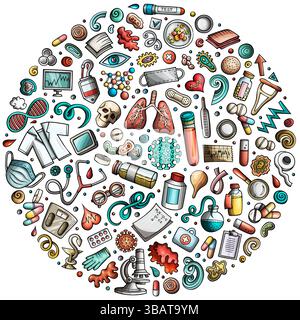 Zeichentrickserie von Medizinthemen Stock Vektor