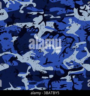 Nahtloses Camouflage-Muster in blauem Grunge Stock Vektor