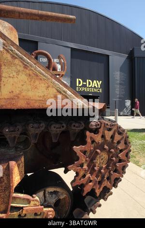 Amerikanischer Sherman Tank vor dem D-Day Experience Museum, Carentan-les-Marais, Normandie, Frankreich. Stockfoto