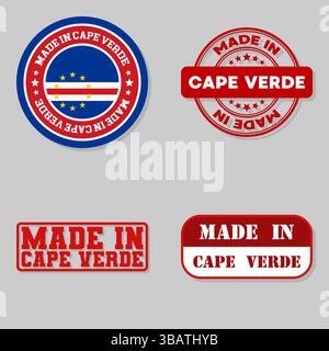 Set mit vier Briefmarken mit Flagge aus Kap Verde Stock Vektor