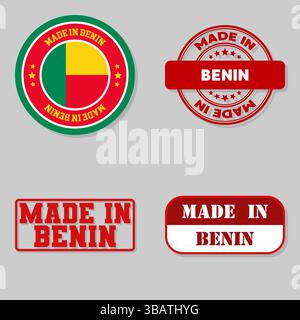 Set mit vier Marken mit Flagge aus Benin Stock Vektor