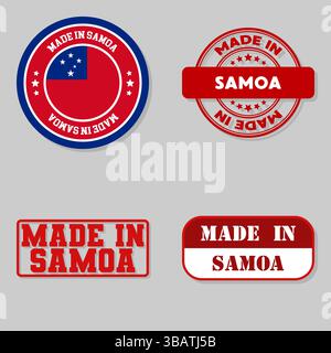 Set mit vier Briefmarken mit Flagge aus Samoa Stock Vektor