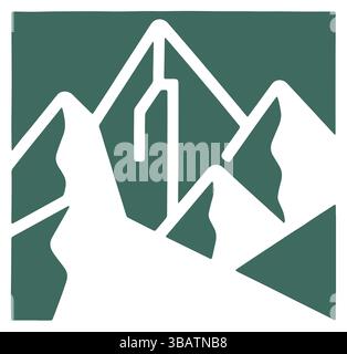 Minimalistische Geometrische Gebirgslandschaft Strichgrafik Illustration Stock Vektor