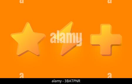 Sternenblitz plus Zeichen, Glassymbole. Vektor Stock Vektor