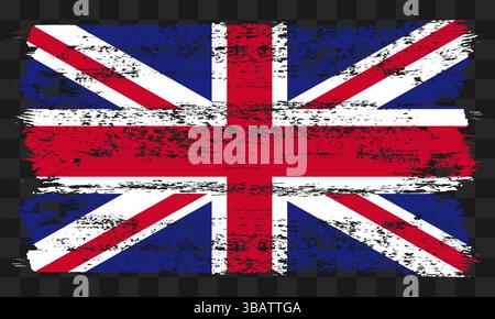 Vektor Großbritannien Flagge im Grunge-Stil auf transparentem Hintergrund Stock Vektor