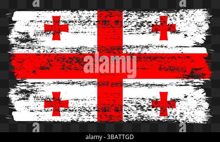 Vektor-Georgia-Flagge im Grunge-Stil auf transparentem Hintergrund Stock Vektor