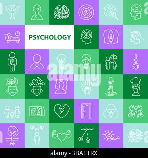 Psychologie-Liniensymbole Stock Vektor
