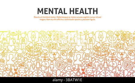 Psychische Gesundheit Outline Konzept Stock Vektor