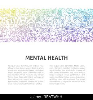 Linienvorlage Für Psychische Gesundheit Stock Vektor