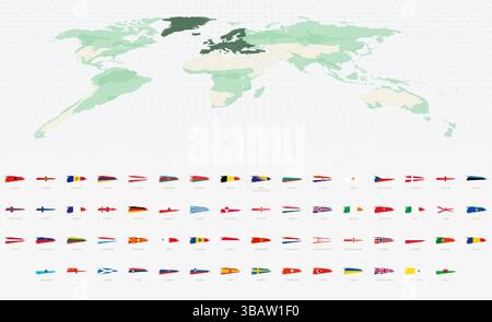 Grunge Pinsel Pinsel Pinselstrich European Flags Kollektion. Vektorkennzeichen gesetzt. Stock Vektor