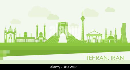 Grüne Skyline Panorama der Stadt Teheran, Iran - Vektor-Illustration Stock Vektor
