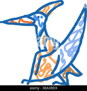 Pteranodon Dinosaurier Tier Icon Kritzelillustration Stock Vektor