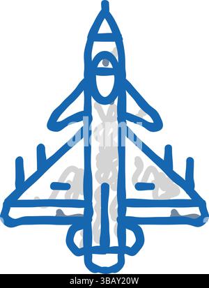 Kampfflugzeug Waffe Krieg Icon Kritzelillustration Stock Vektor