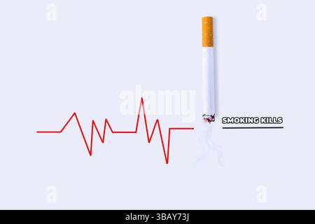Werben Sie für eine rauchfreie Welt mit Grafiken für die Kampagnen „World No Smoking Day“, „World Lung Cancer Day“ und „World No Tobacco Free“. Stockfoto