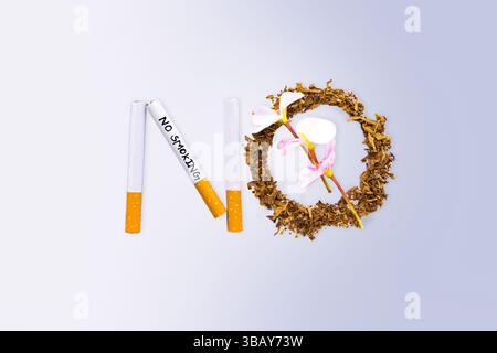 Werben Sie für eine rauchfreie Welt mit Grafiken für die Kampagnen „World No Smoking Day“, „World Lung Cancer Day“ und „World No Tobacco Free“. Stockfoto