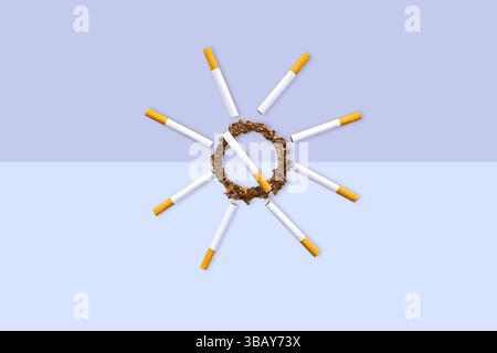 Werben Sie für eine rauchfreie Welt mit Grafiken für die Kampagnen „World No Smoking Day“, „World Lung Cancer Day“ und „World No Tobacco Free“. Stockfoto