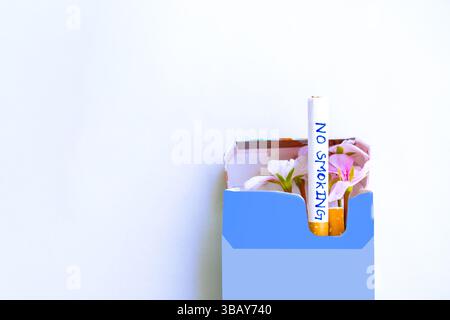 Werben Sie für eine rauchfreie Welt mit Grafiken für die Kampagnen „World No Smoking Day“, „World Lung Cancer Day“ und „World No Tobacco Free“. Stockfoto