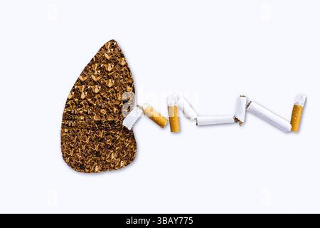 Werben Sie für eine rauchfreie Welt mit Grafiken für die Kampagnen „World No Smoking Day“, „World Lung Cancer Day“ und „World No Tobacco Free“. Stockfoto