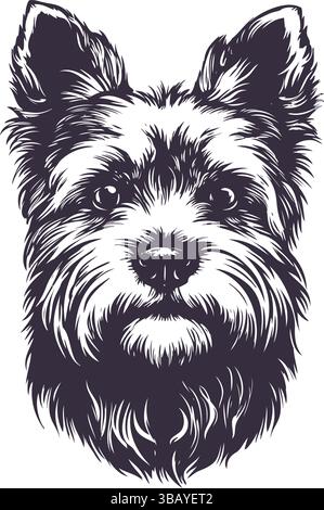 beaver Yorkshire Terrier, ein lustiger kleiner Hund, handgezeichnete Vektor-Illustration Skizze. Stock Vektor