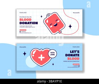 Cartoon-Stil Illustration für World Blood Spender Day Kampagne horizontales Banner Stock Vektor
