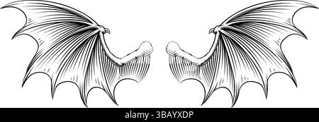 Fledermaus Drache Teufel Dämon Vampirflügel Illustration Stock Vektor