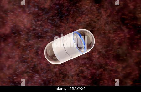 3D-Rendering-Kapselendoskop im 4k-Darmmaterial Stockfoto