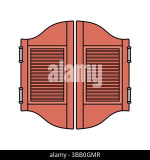 Wild West Saloon Gate. Cowboy-Western- und Wild-West-Themenkonzept. Handgezeichnete Vektorgrafik. Doodle-Symbol. Hölzerner Salontor Stock Vektor