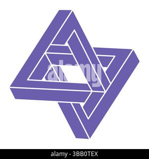 Unmögliche optische Täuschungsformen. Logo. Optisches Kunstobjekt. Unmögliche Figur. Strichgrafik. Unechte geometrische Objekte. Stock Vektor