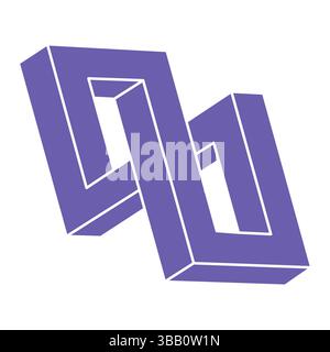 Optische Täuschung. Unmöglicher Formenvektor. Optisches Kunstobjekt. Geometrische Figuren. Escher-Paradoxon. Stock Vektor